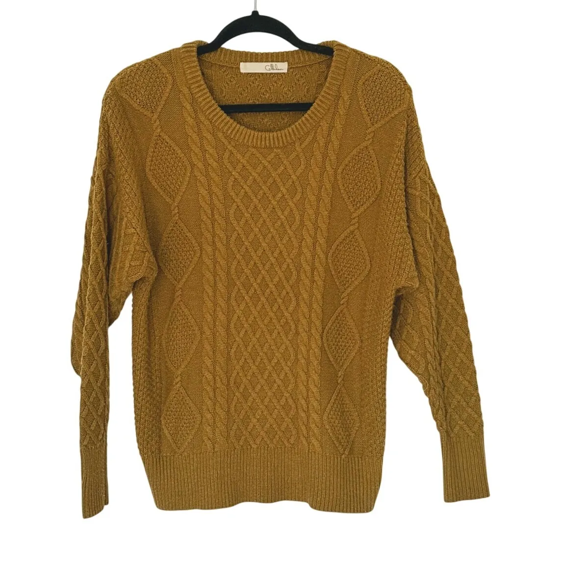 Callahan Womens Fisherman Cable Knit Sweater XS/S Bronze Preppy Quiet Luxury Brown - Image 2