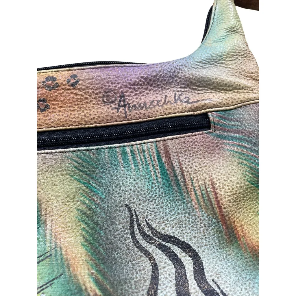 Anuschka Womens Brown Leather floral print shoulder handbag SKU 8714 - Image 13