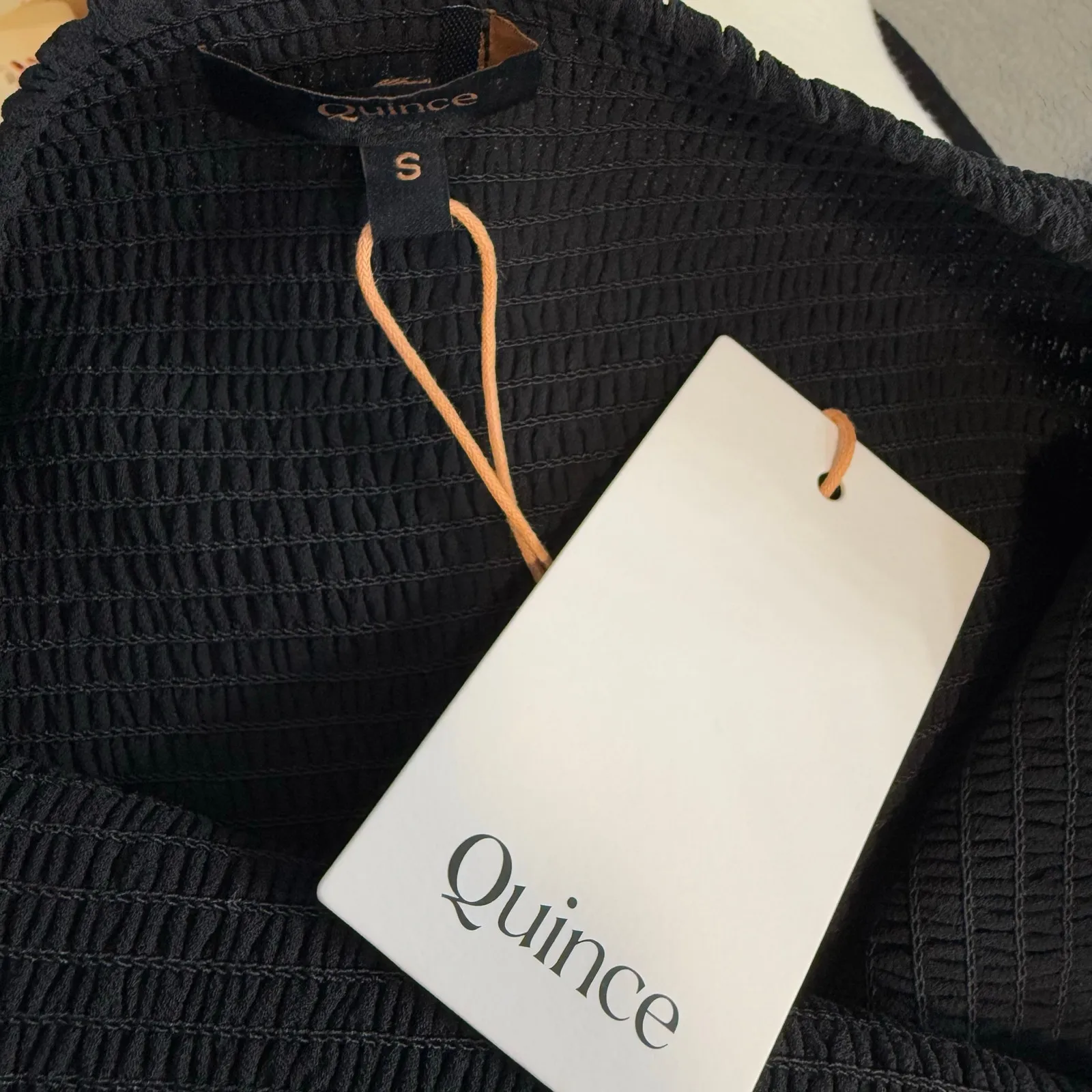 Quince Chiffon Smoked Mini Dress, Black, S - Image 5