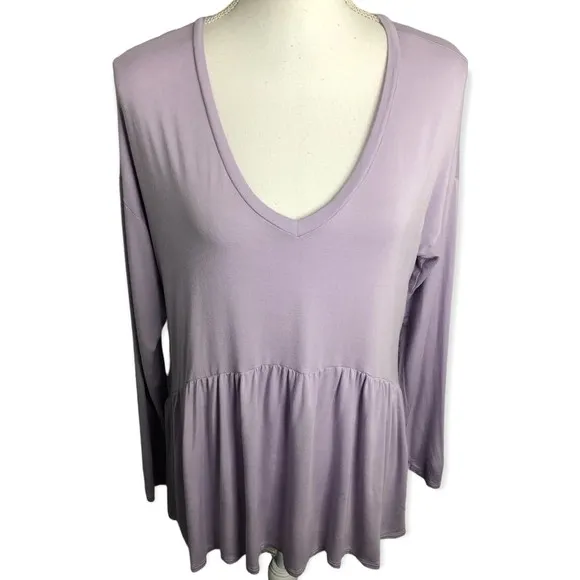 American Eagle V-neck Long Sleeve Lilac Babydoll Top - Image 37