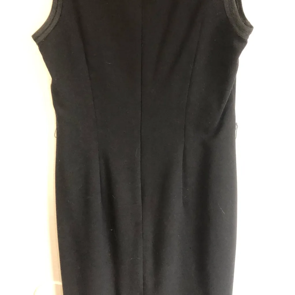 St Emile Elegant Black Sleeveless sheath Dress size 6 wool midi classic timeless - Image 6