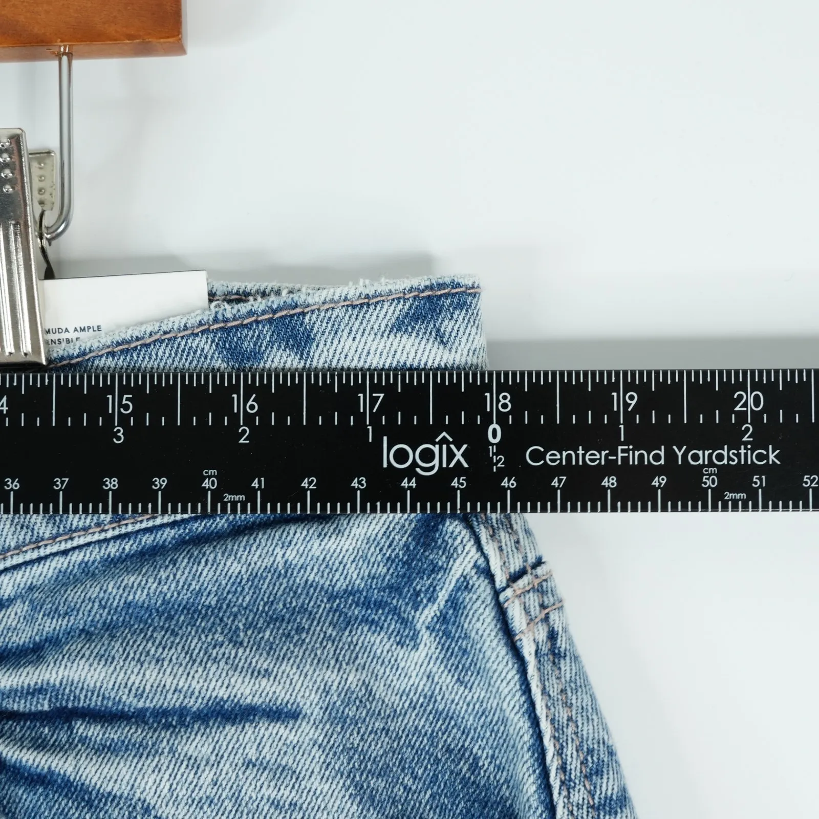 American Eagle Baggy Bermuda Shorts Jorts Womens 14 32W Blue High Rise Stretch - Image 9