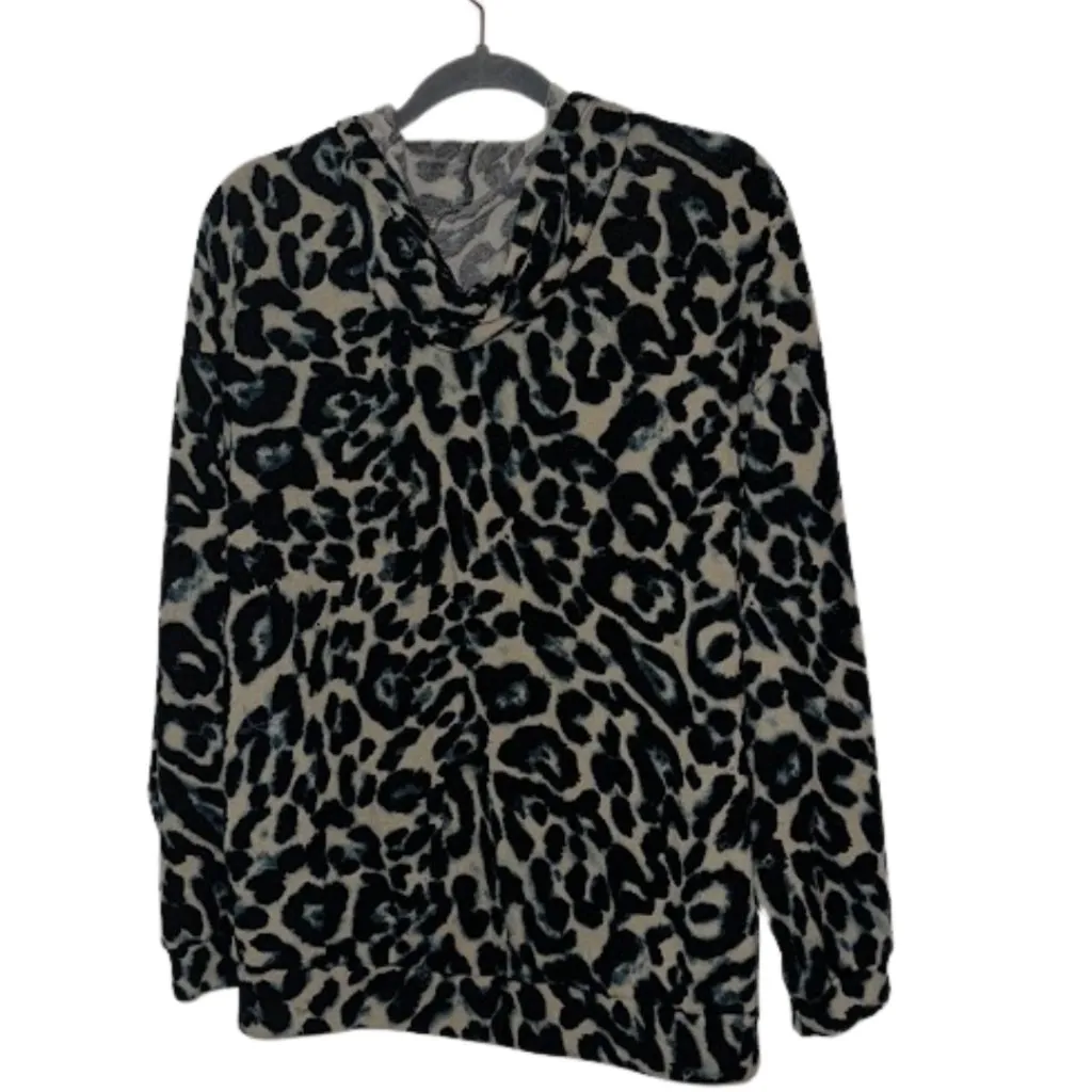 White Birch ANIMAL PRINT LIGHT PULLOVER SWEATER WITH HOOD MEDIUM - Image 6
