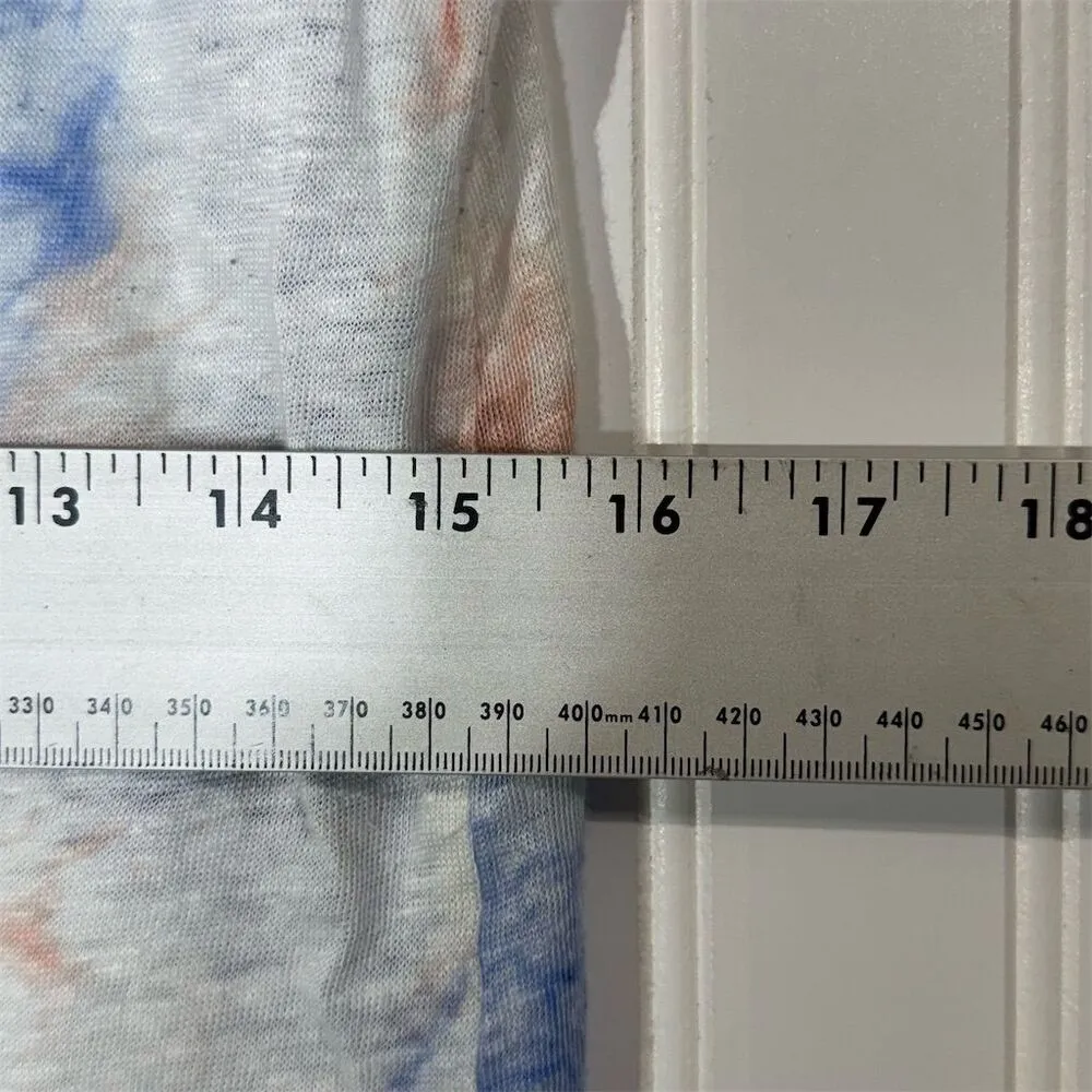 Cynthia Rowley Linen Tie-Dye T-Shirt Top M | Boho Festival V-Neck Cap Sleeve - Image 4