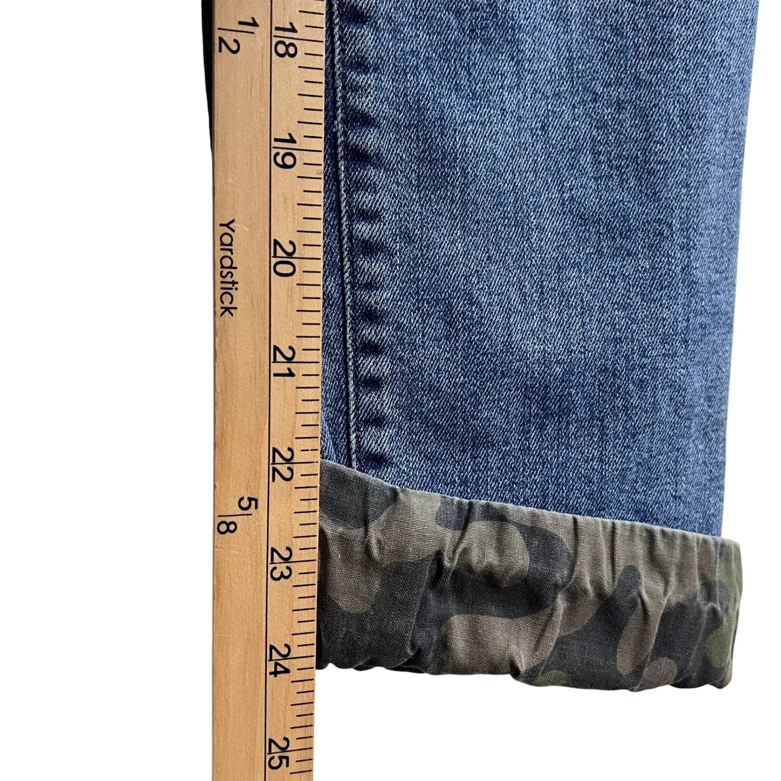 GAP 1969 Best Girlfriend Jeans Women's 28R Blue Distressed Camo Cuff Boyfriend - Image 9