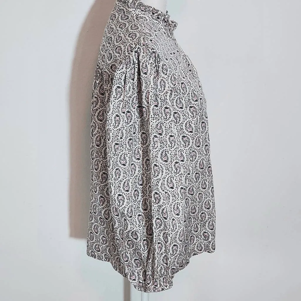 Gap Black and White Print Button Down Blouse Size Medium Gap Cotton Blouse - Image 4