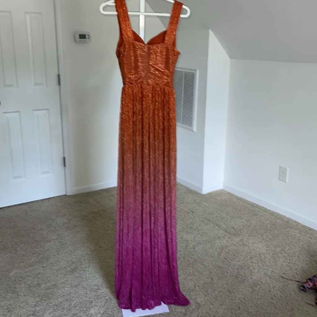 Dress the‎ Population Meredith Metallic Ombré Cutout Plissé Gown - Image 8