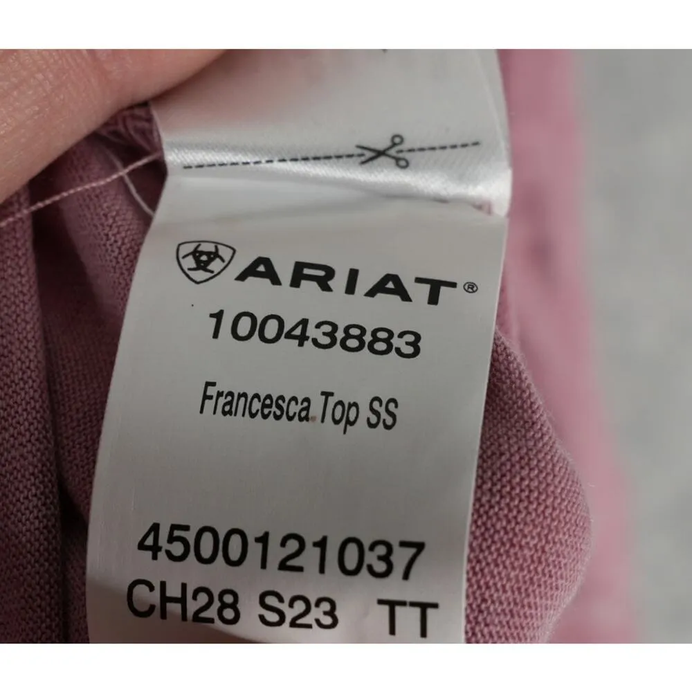 Ariat  Flowy Francesca Top Nostalgia Rose Oversized Fit Split Neck Shark Bite Hem - Image 6