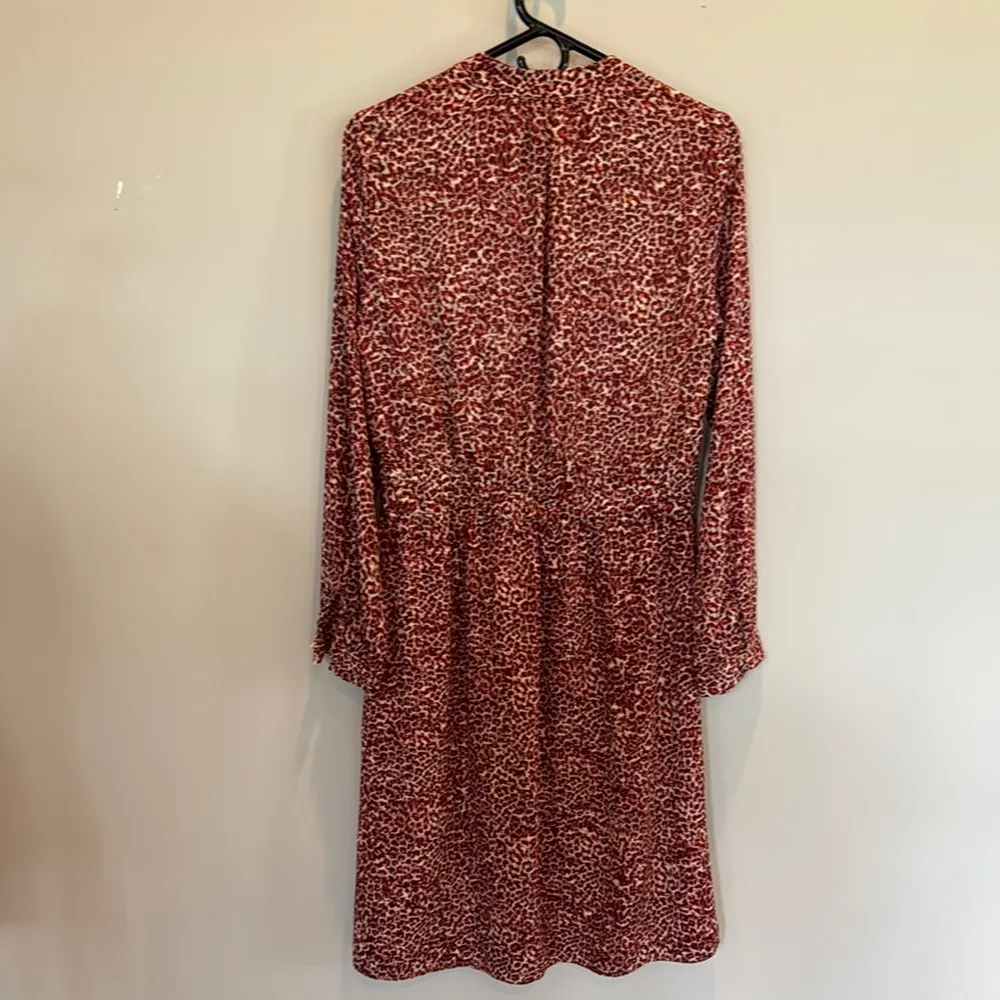 H&M Brown and Orange V-Neck Bishop Sleeve Dress - Image 7