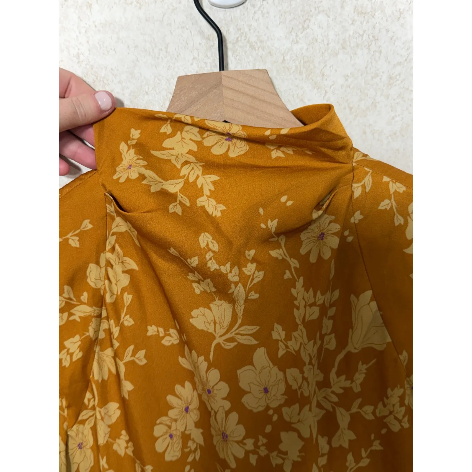 Free People Aries Floral Print Long Sleeve Mini Dress Mock Neck Size S Boho Chic - Image 5