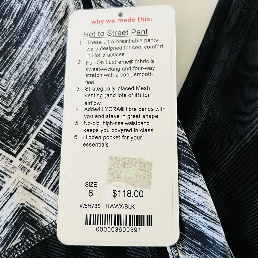 LULULEMON ATHLETICA Heat Wave White Black Hot To Street Pant Leggings - US 6 - Image 9