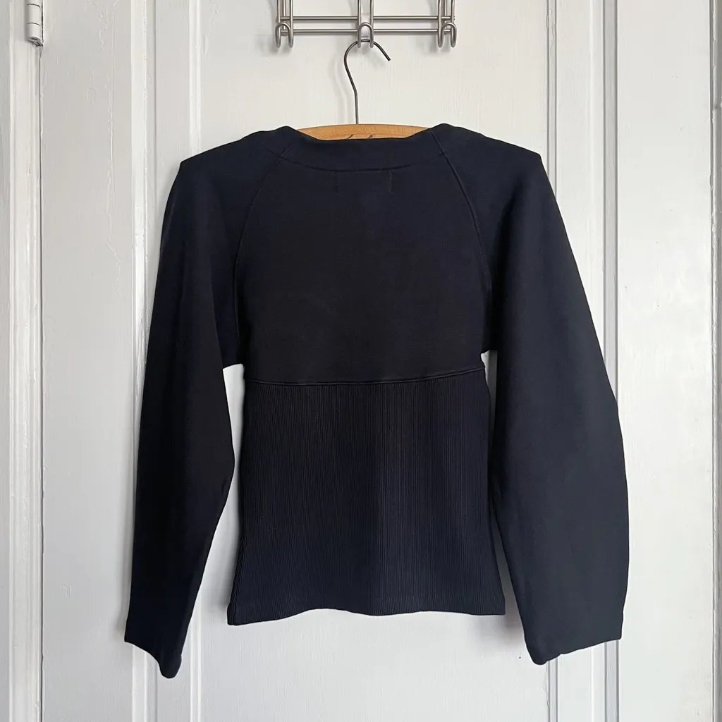 Mara Hoffman • Genevieve Top black organic cotton sweatshirt rib knit bustier - Image 12