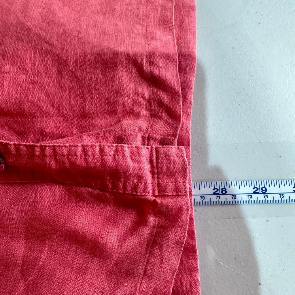 Vintage Chico’s 100% Linen Pink Bombay‎ Button Down Shirt Size XL Roll Tab - Image 8