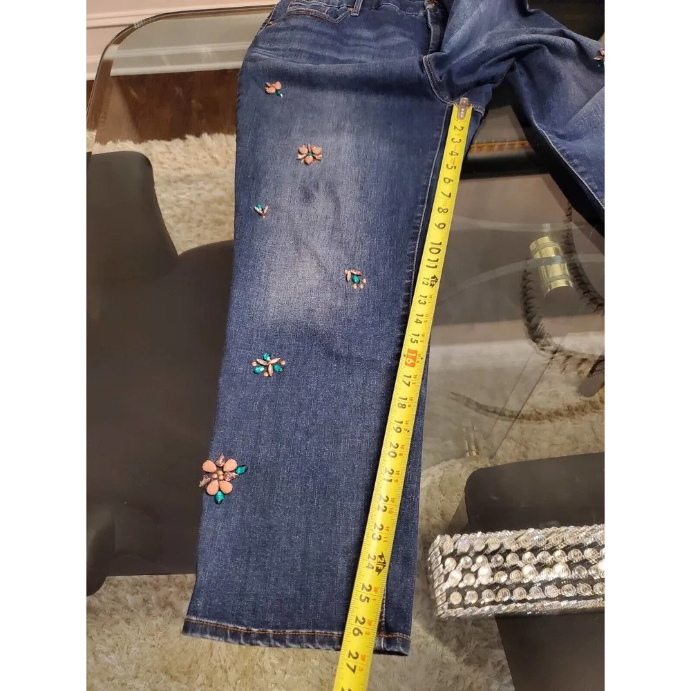 Chico's Decorative Blue Denim Cotton Mid Rise Skinny Legs Casual Jeans Pants 18R - Image 11