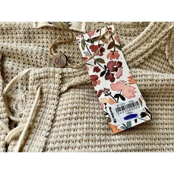 Gimmicks By BKE‎ Women's Ivory Lace Long Sleeve Blouse Size Small NEW - Image 9