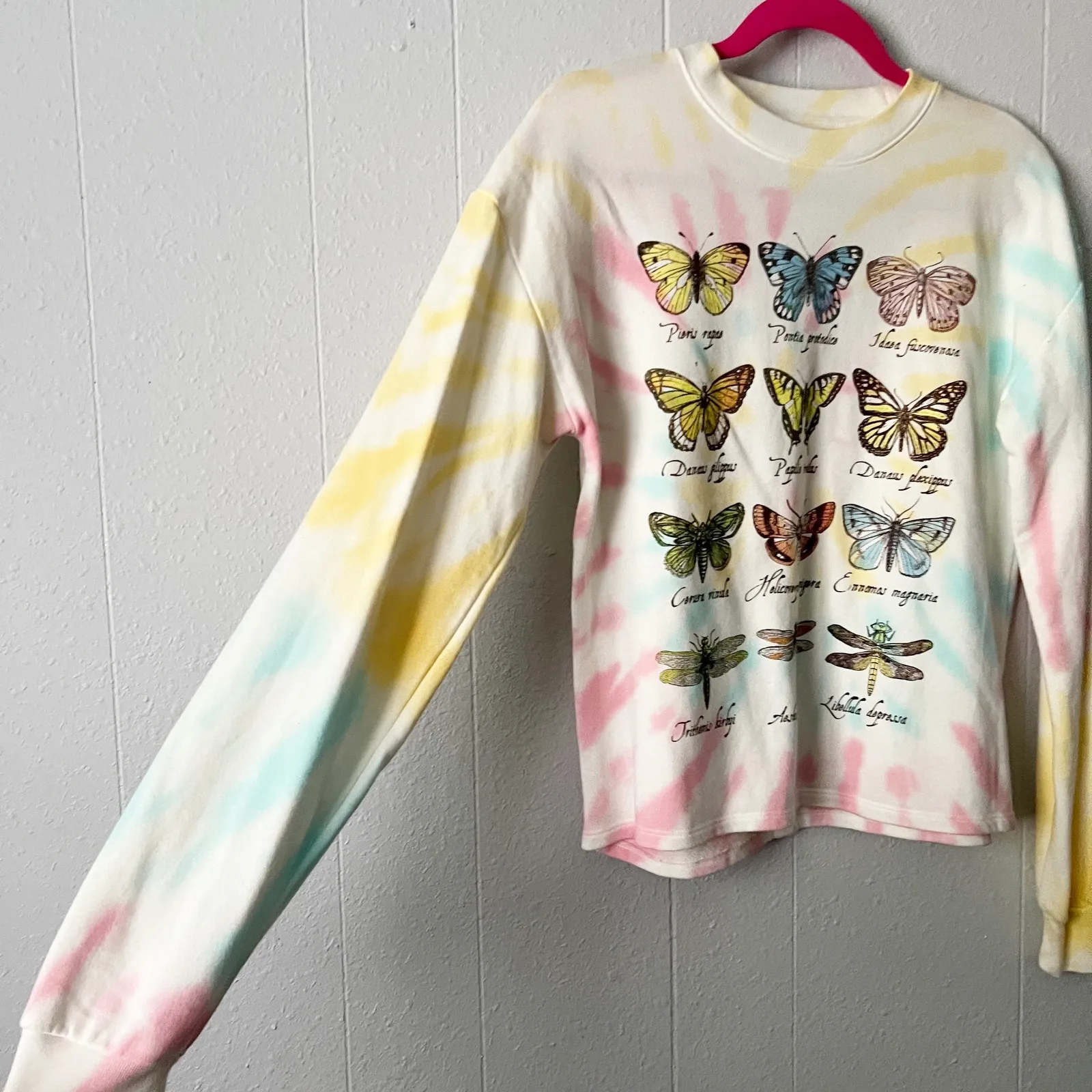Freeze Tie Dye Sweatshirt Womens Small Lightweight Butterfly Nature Forest Fairy Pink - Image 4