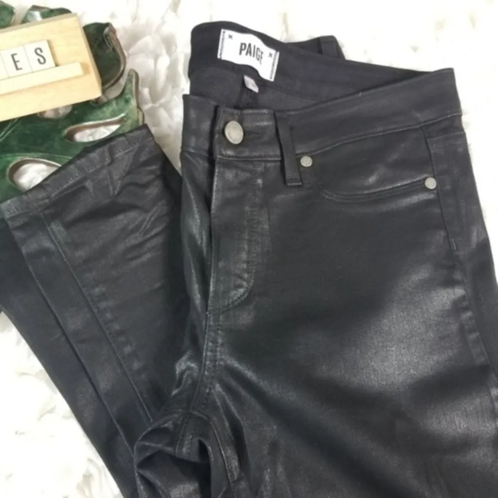 PAIGE Verdugo Black Silk Ultra Skinny Ankle Pants - Image 3