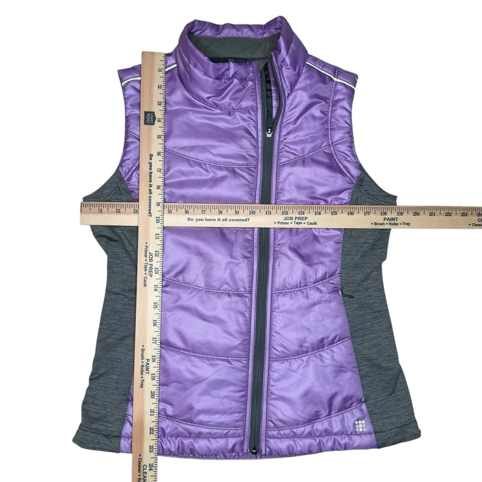 Title Nine Puffer Vest M Purple Gray Full Zip Quilted Packable Lightweight - Image 8