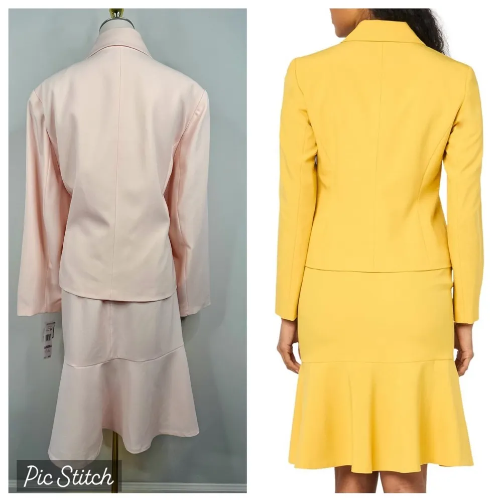 NEW Le Suit 2 Piece Blazer and Ruffle Hem Skirt Suit Size 22W Light Pink NWT - Image 4
