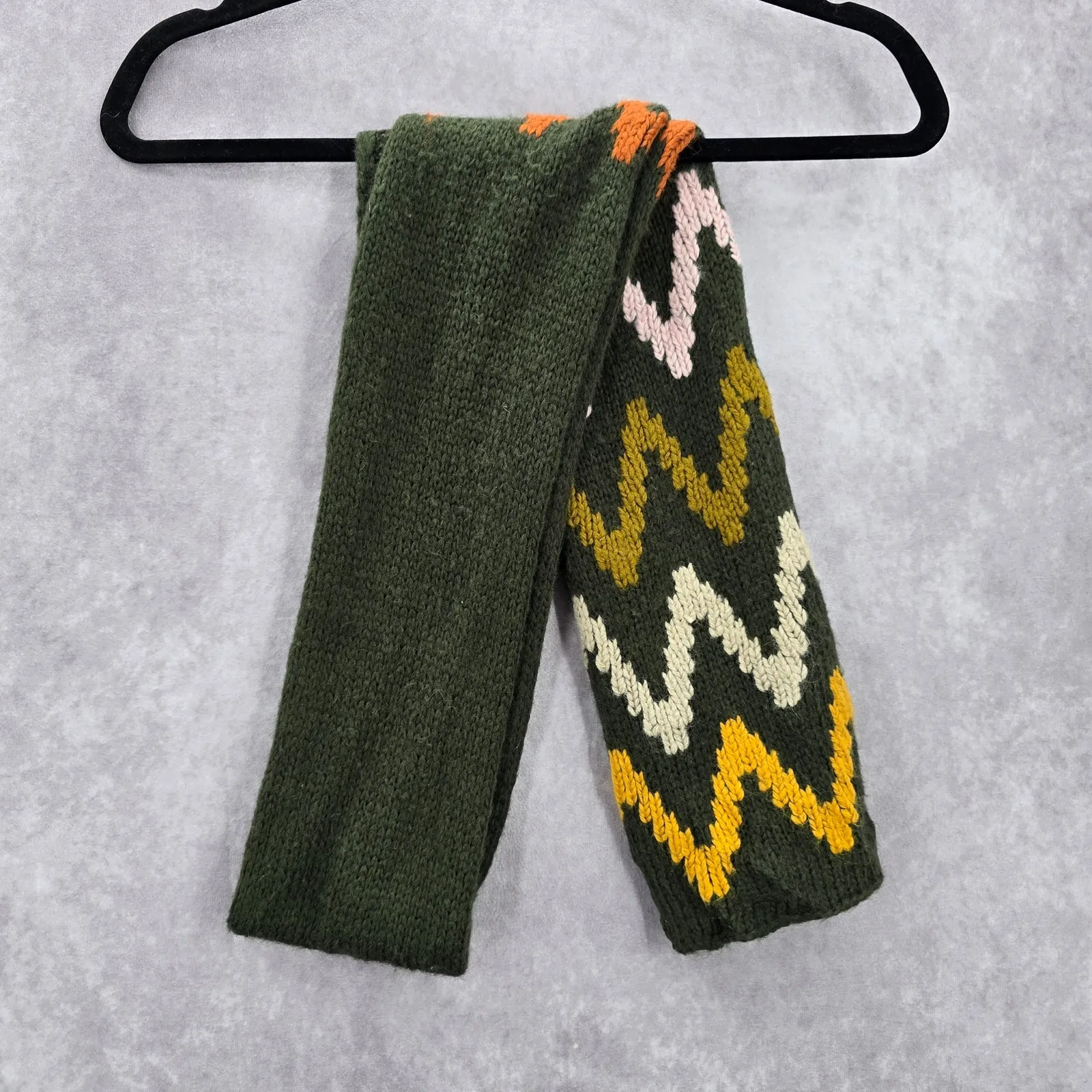 Wooden Ships Green Chevron Cable Knit Wrap Shawl Vintage Y2K Scarves Scarf - Image 4