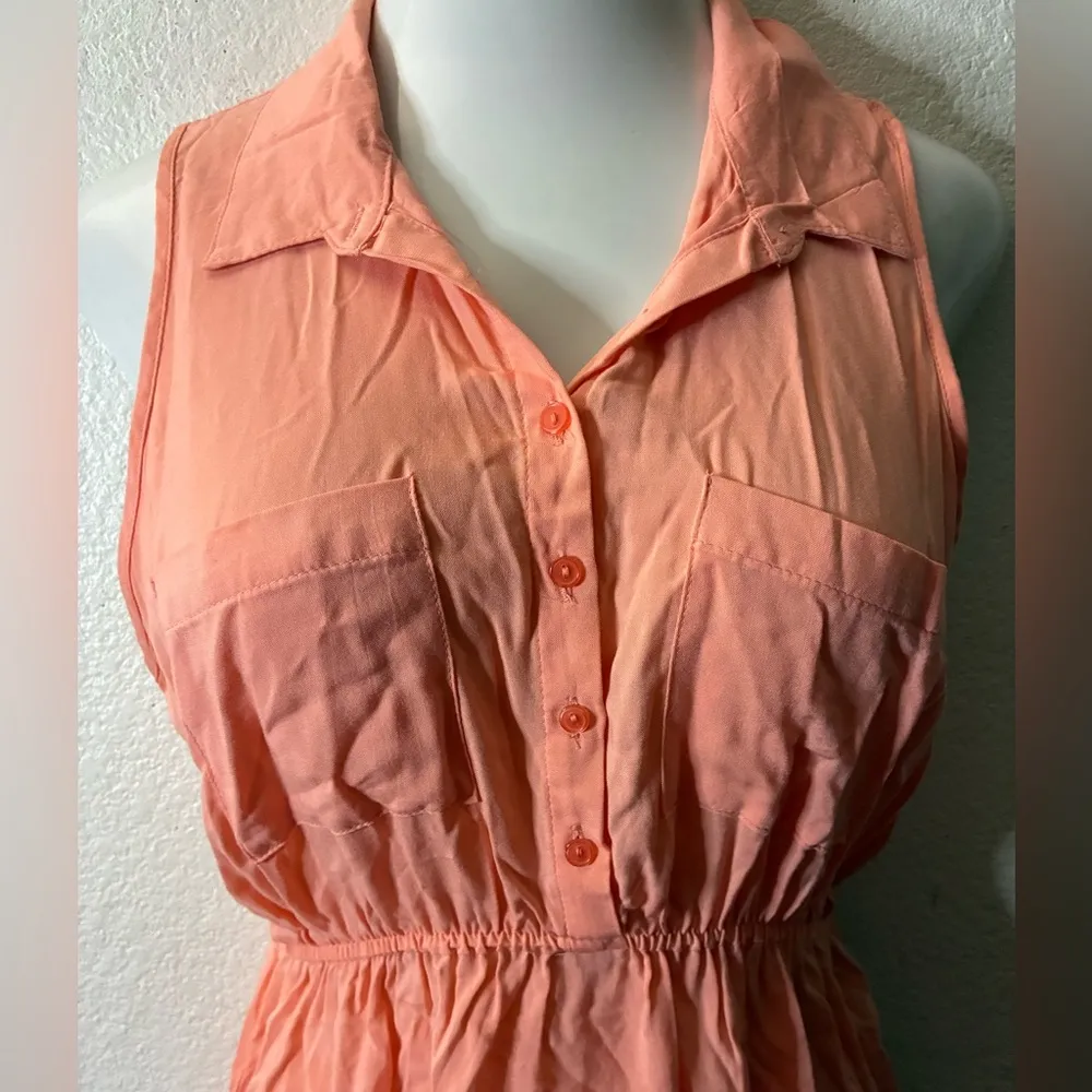 🆕Rue21 Women's Coral Sleeveless Utility Shirt Dress L🆕 - Image 4