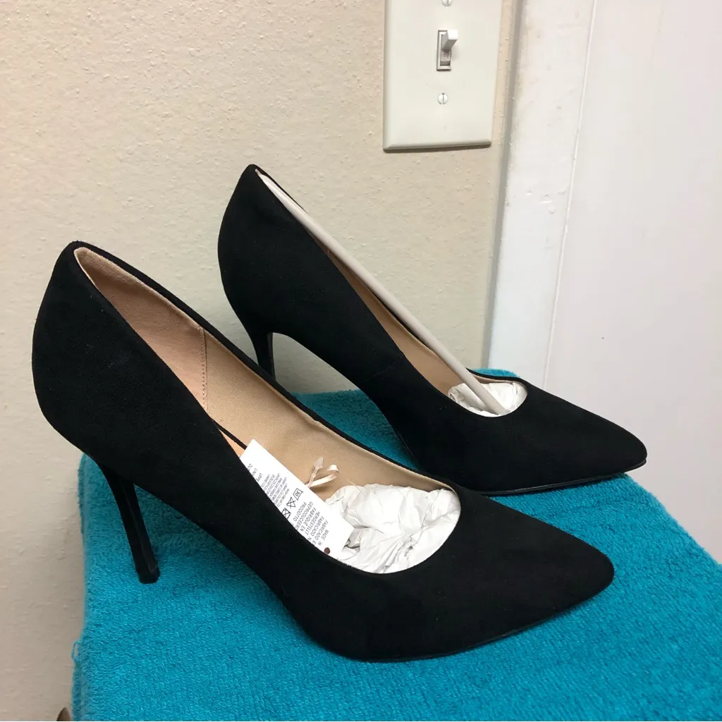 Womens Black Suede Stiletto Heel Pumps Size 10 - Image 5