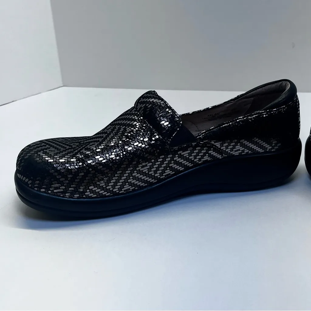 Alegria Black and Silver Patterned Women's Loafers - Image 12