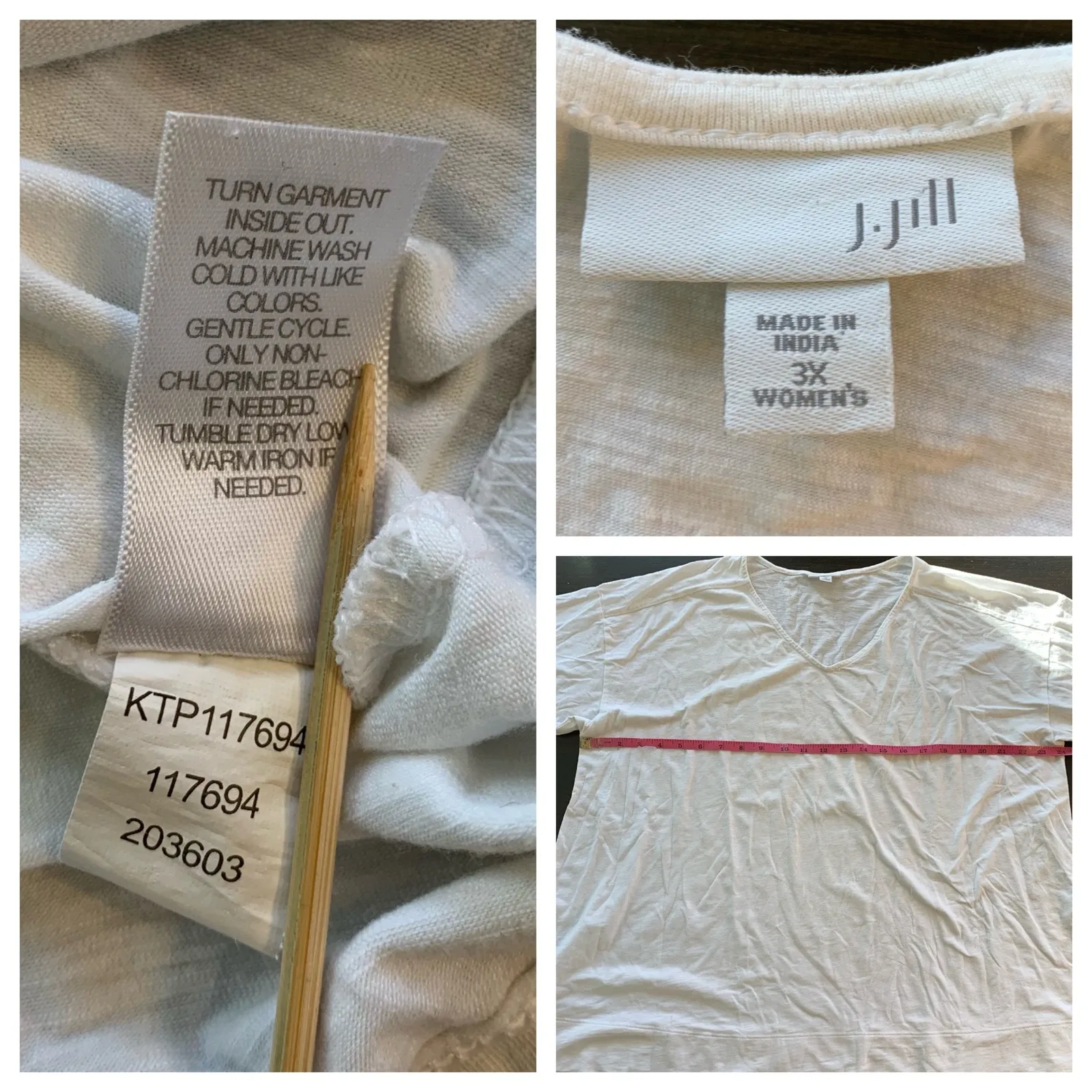 J.Jill Women's 3X White V Neck Short Sleeve‎ Casual Everyday T Shirt READ - Image 13