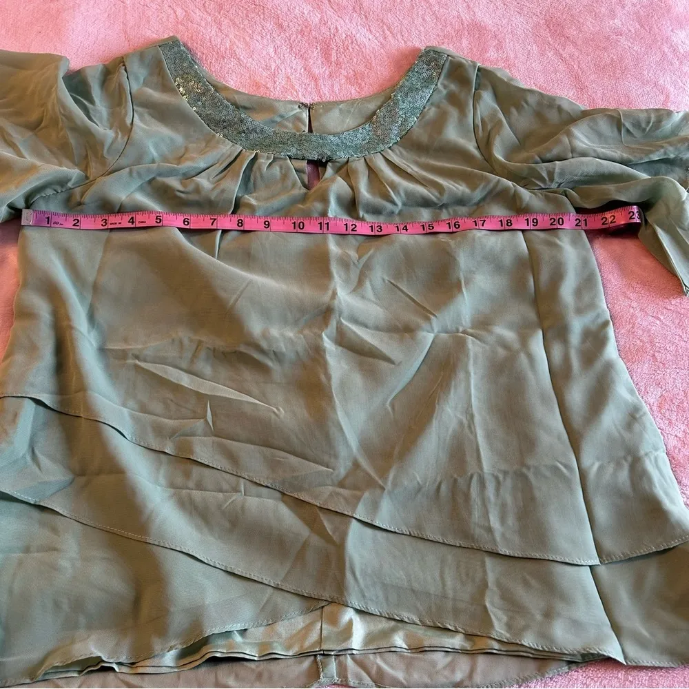 NWOT light green chiffon 2 piece semi formal pant suit Mother of the Bride 14 - Image 8