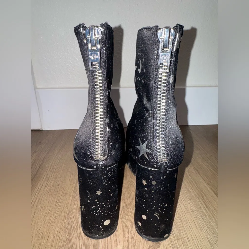 Dolls Kill Current Mood LYRA Platform Boots Black 7 Celestial Star N' Moon Goth - Image 4