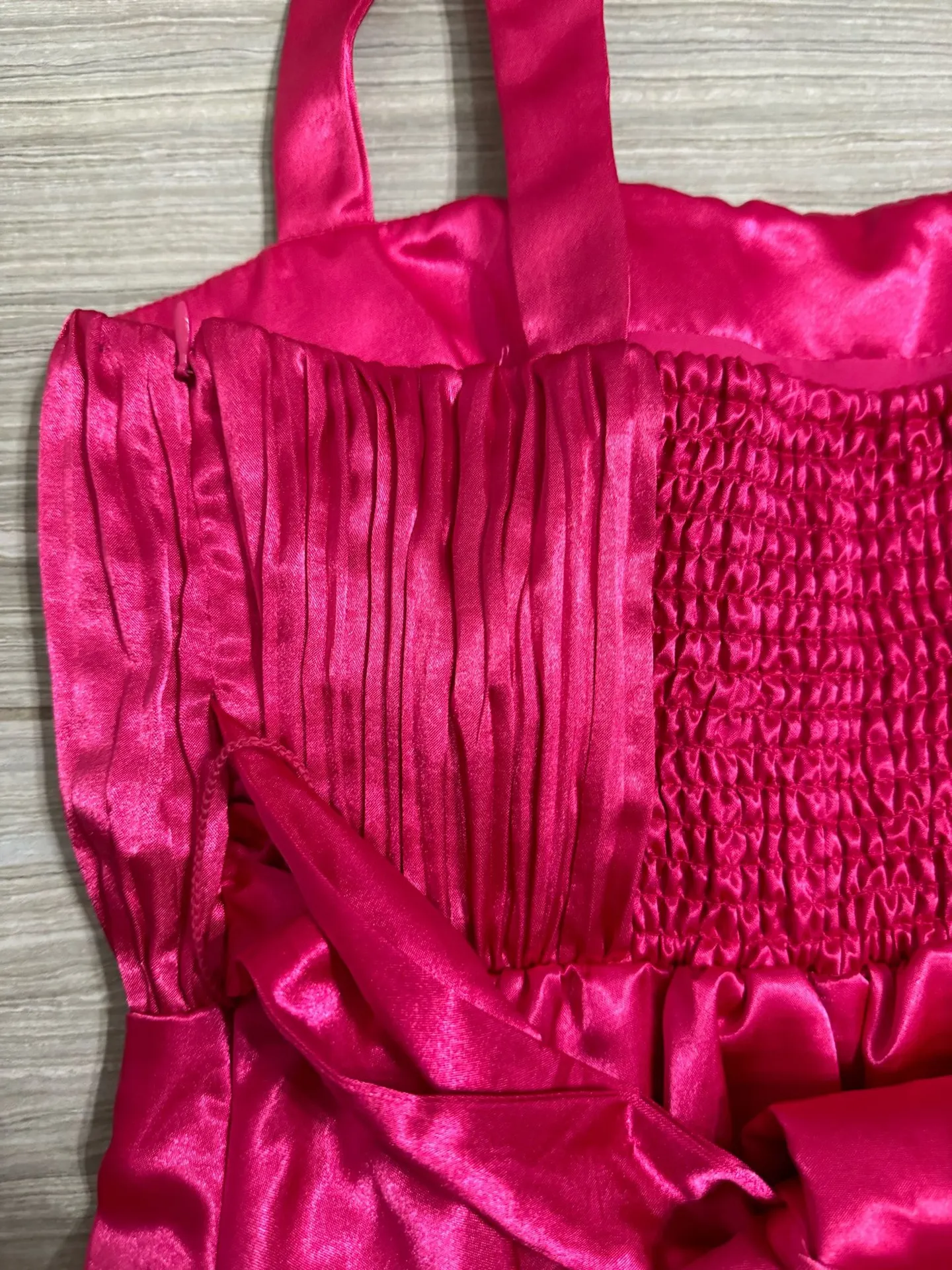 Maeve Anthropologie Hot Pink Magenta Satin Bow Tie Puff Mini Dress- Size 6 - Image 7