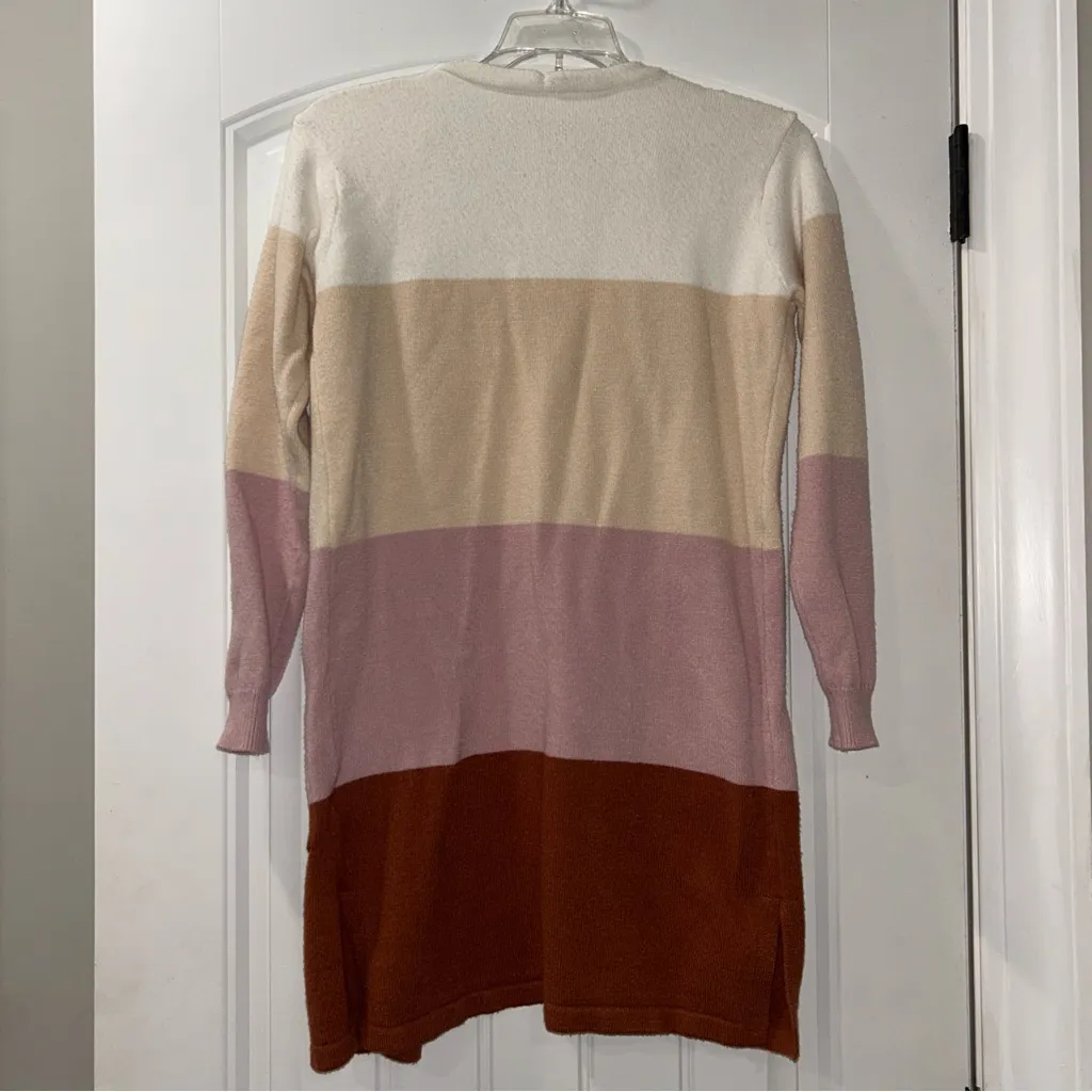 Colorblock Open Front Cardigan Sweater Women’s Small Pink - Image 4