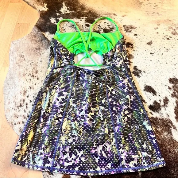 LULULEMON Dancing Warrior Purple Green Pistachio Floral Tank Top‎ Strappy Back 6 - Image 3