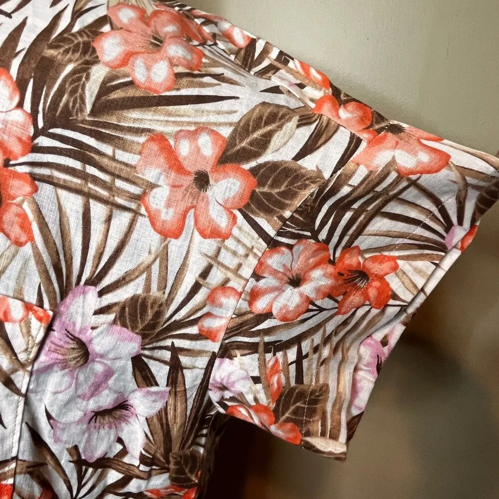 Lands End Linen Palm Leaf Top 100% Linen Size M 10 - Image 3