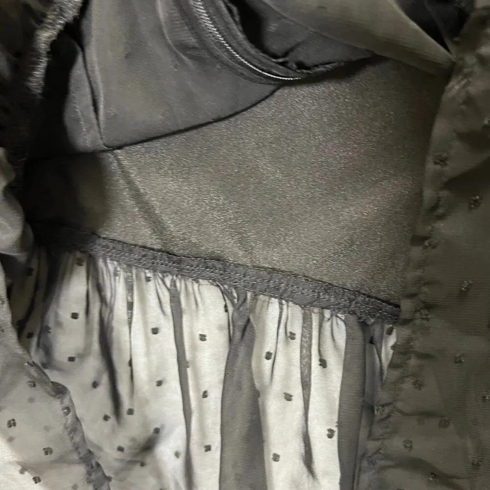 Chelsea & Violet Sheer Peplum Long Sleeve Blouse Large Polka Dot Texture Black - Image 8