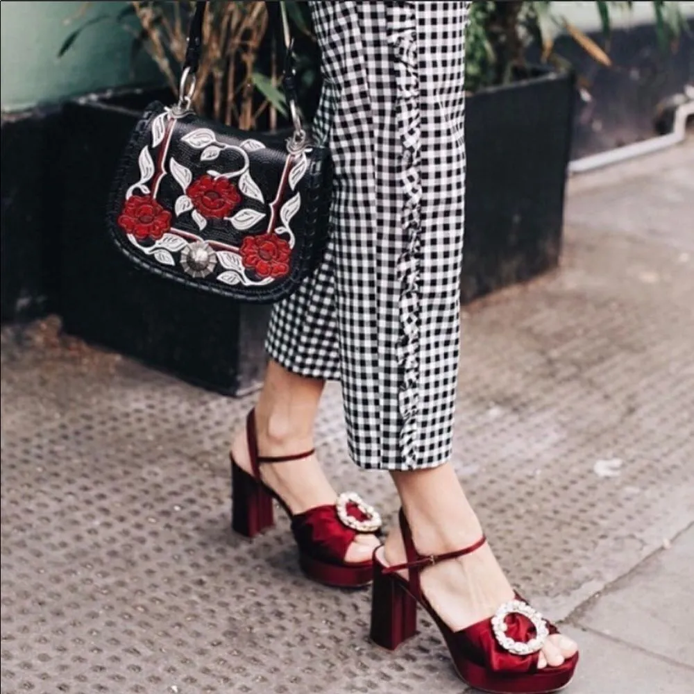 NWOT Zara Gingham Ruffle Pants Small Black White - Image 5