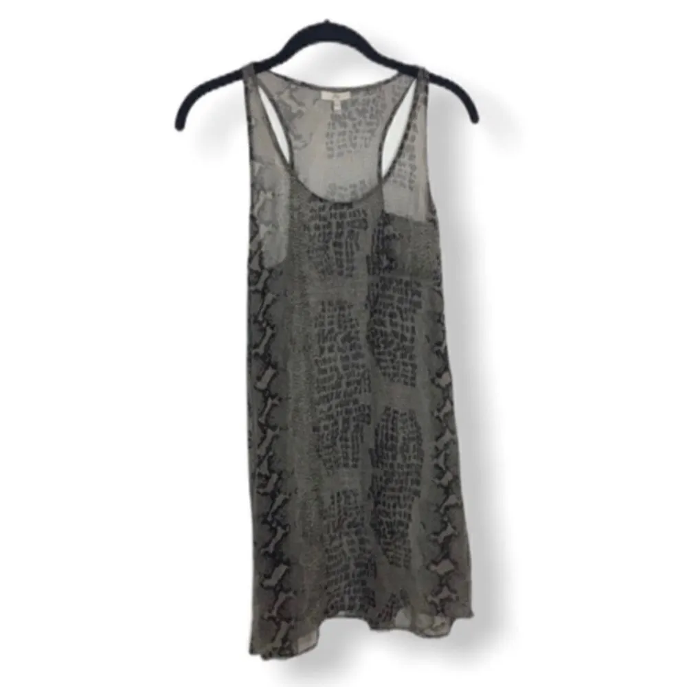 Joie Sheer Animal Print Racerback Tank Top Women’s Size Small Gray Long Layering - Image 2