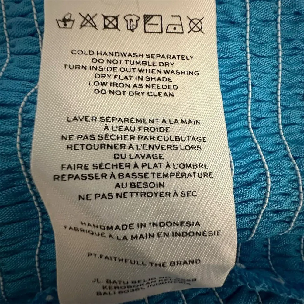 NWOT Faithfull the Brand ESTI Mini Skirt Turquoise Cotton Rayon Handmade Size 2 - Image 6