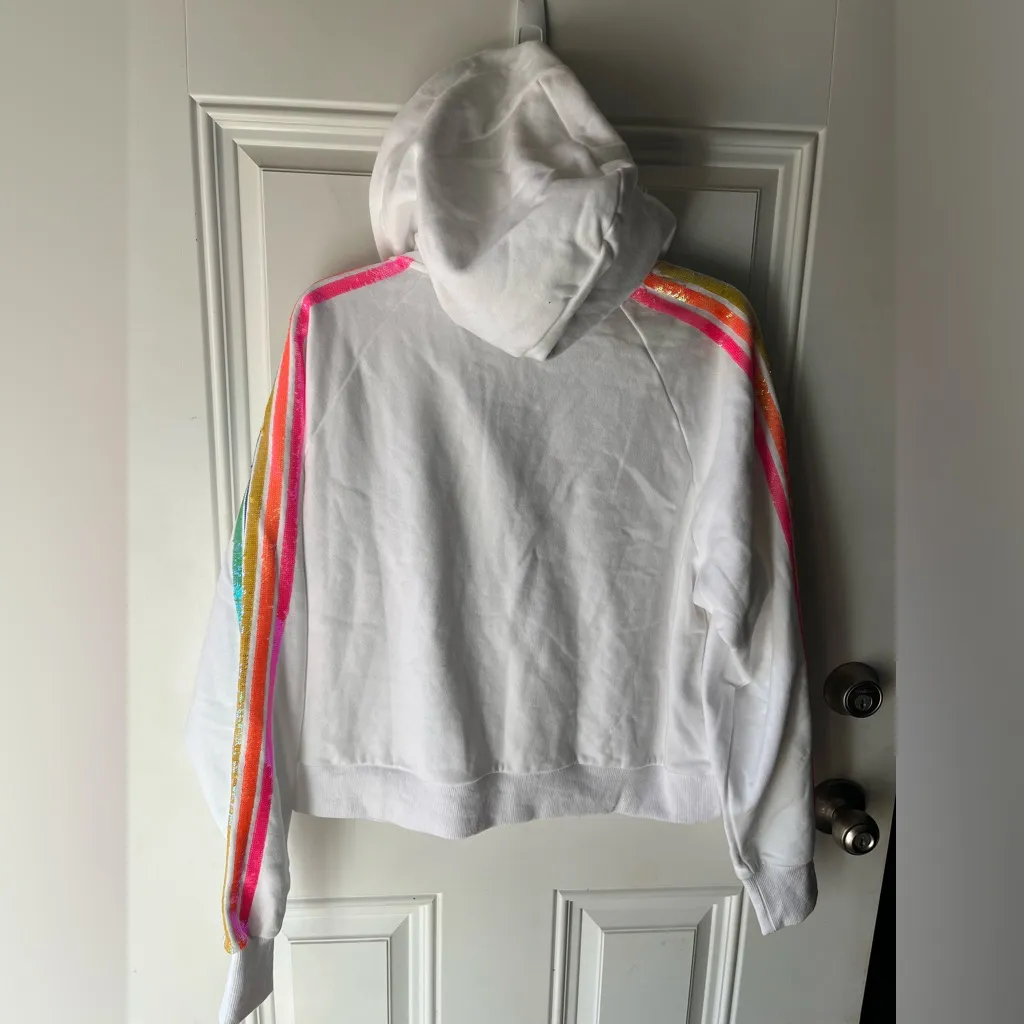 New QUEEN OF SPARKLES WHITE RAINBOW HALF ZIP size small women’s - Image 11