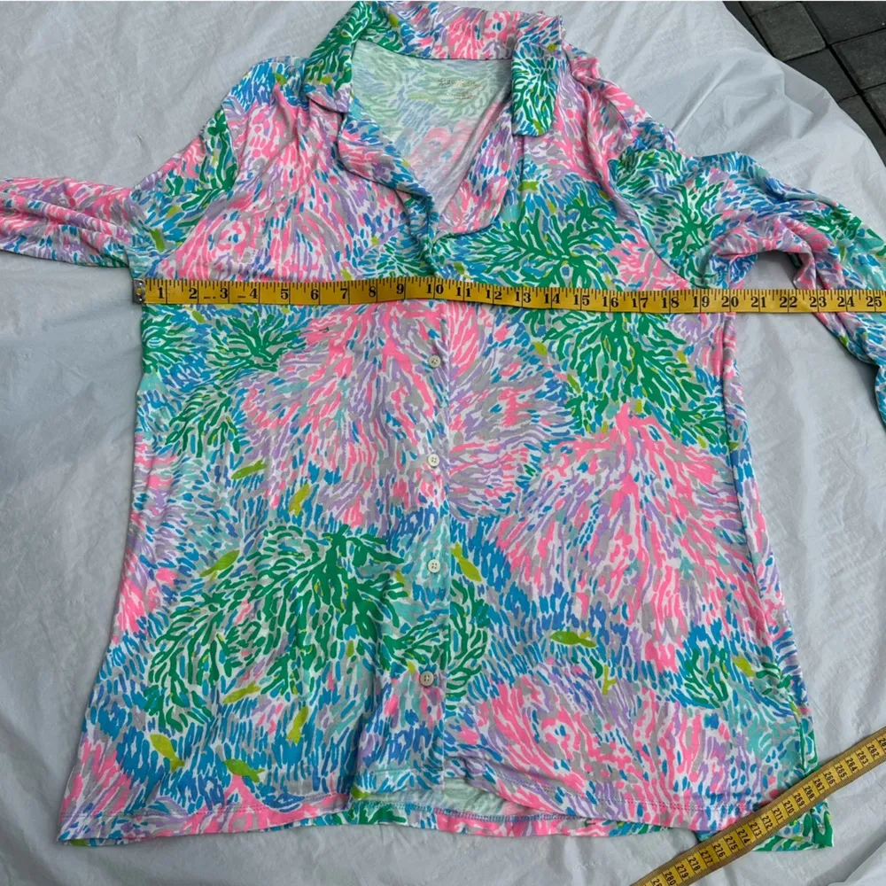 PJ Sleepwear Knit Button Up Top Multicolor Stargazer Size xLarge - Image 7