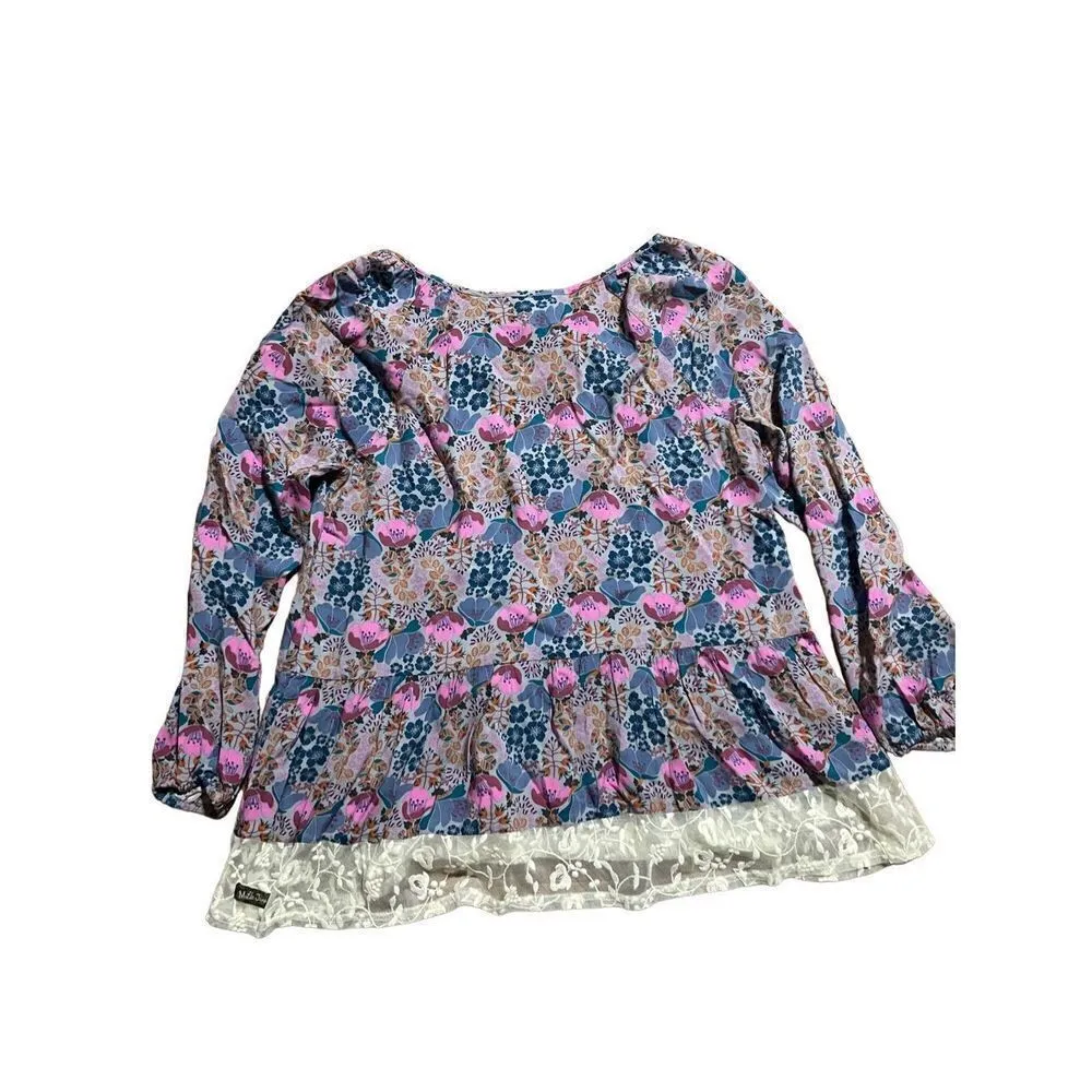 MATILDA JANE Make Believe Sew Perfect Peasant Blouse Floral size small - Image 3