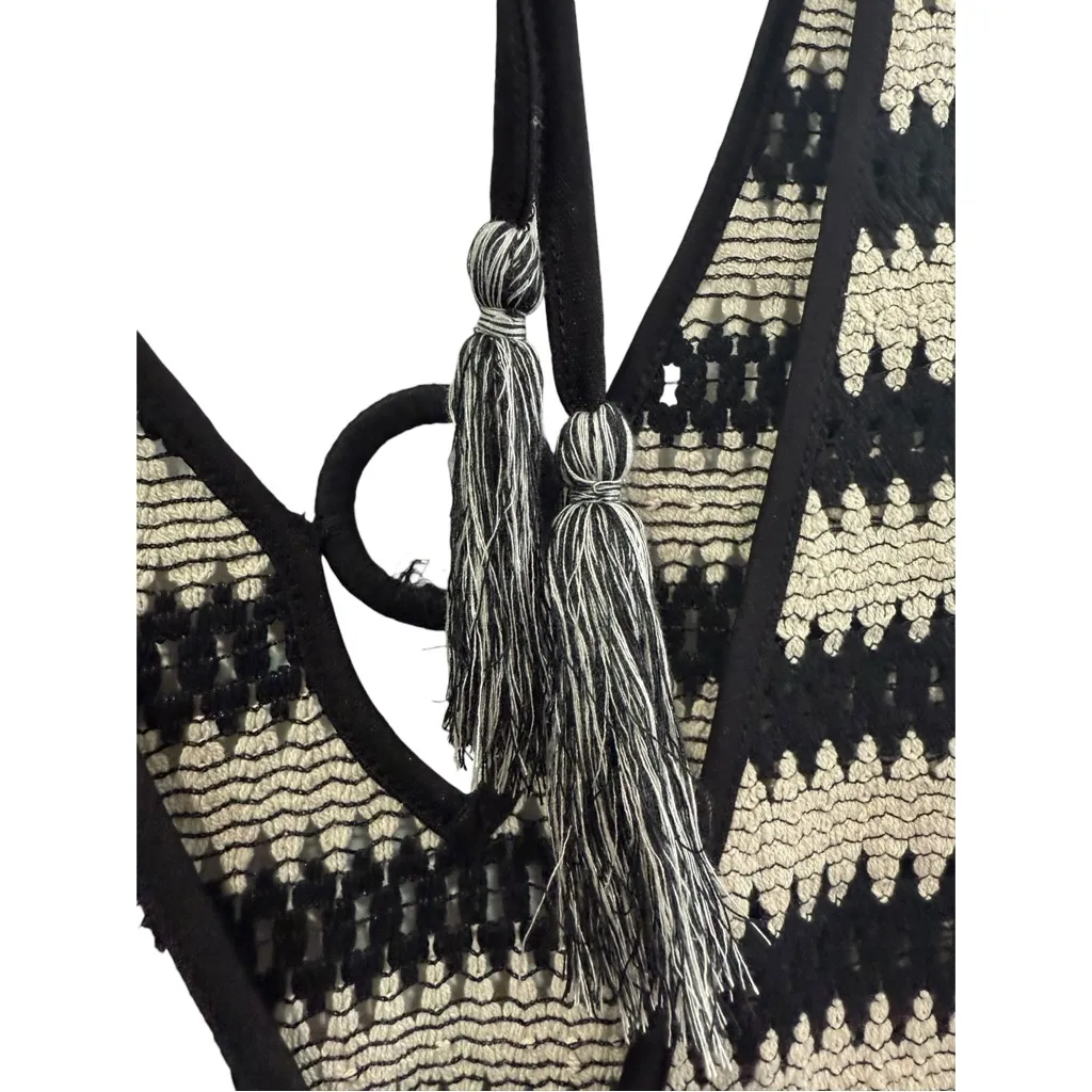 NWT Surf Gypsy Havana Stripe Plunge Textured Woven Maxi Dress Coverup Small - Image 7