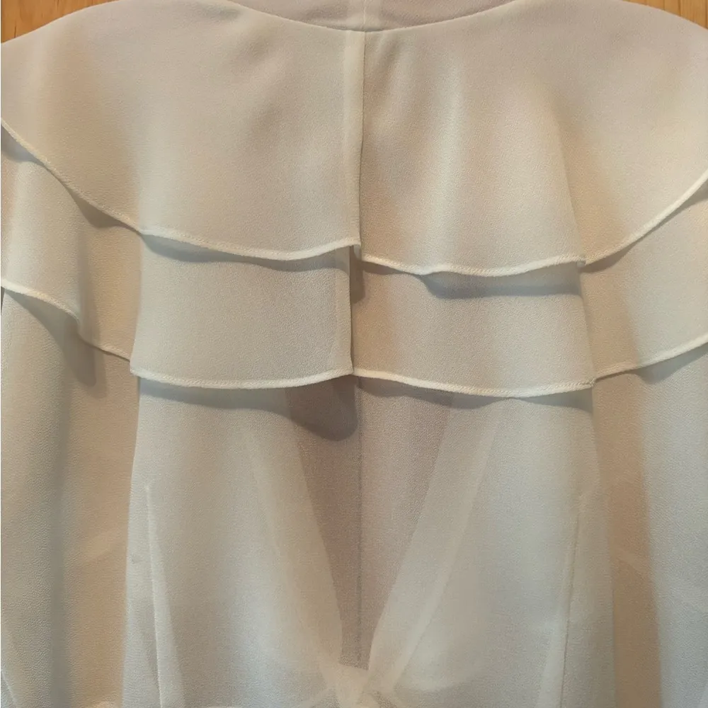 Women’s White Shawl with Tie - Image 3