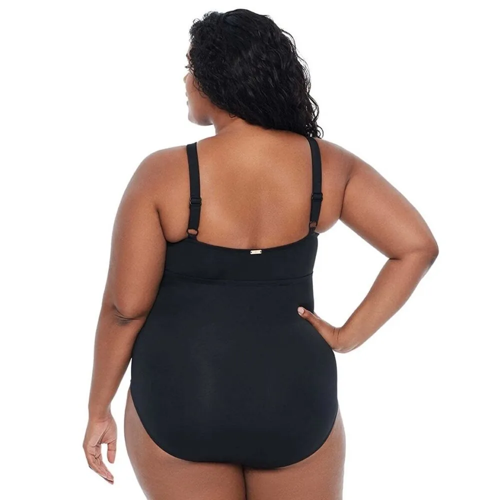 Lauren Ralph Lauren Beach Club Solids High Neck One Piece Swimsuit Black 22W - Image 3