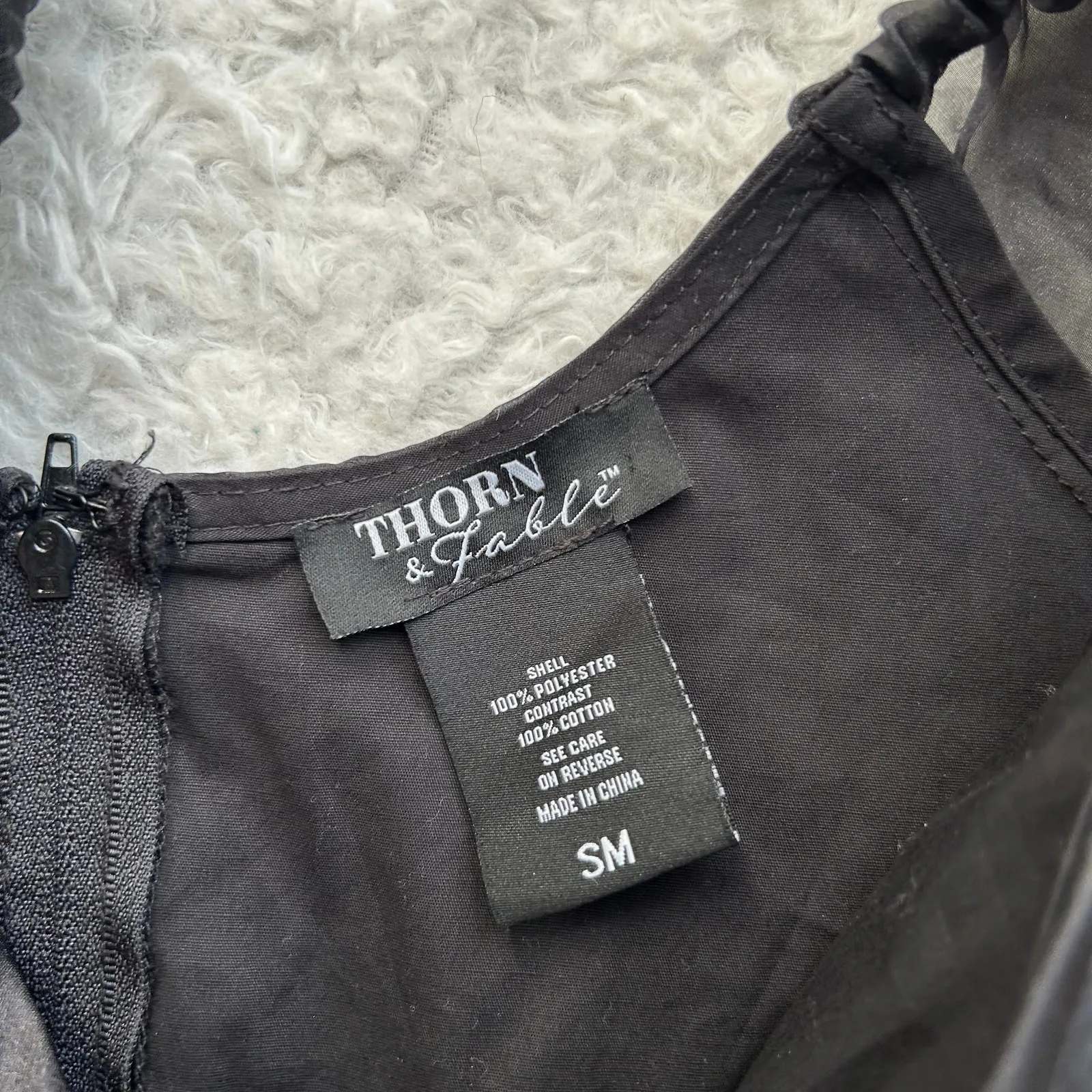 Thorn & Fable Coquette Black Puff Sleeve Babydoll Dress Size Small - Image 7