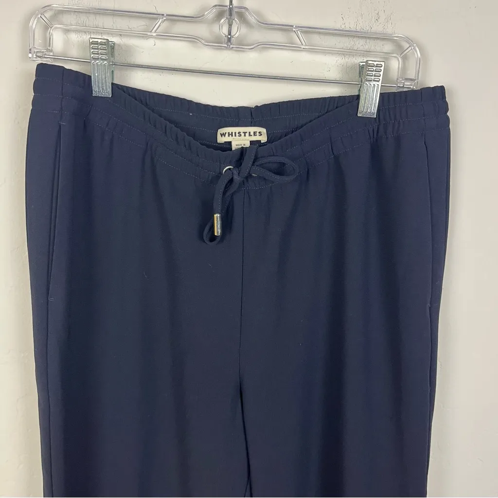 Whistles Navy Blue Drawstring Tapered Straight Leg Pants Size 6 - Image 2