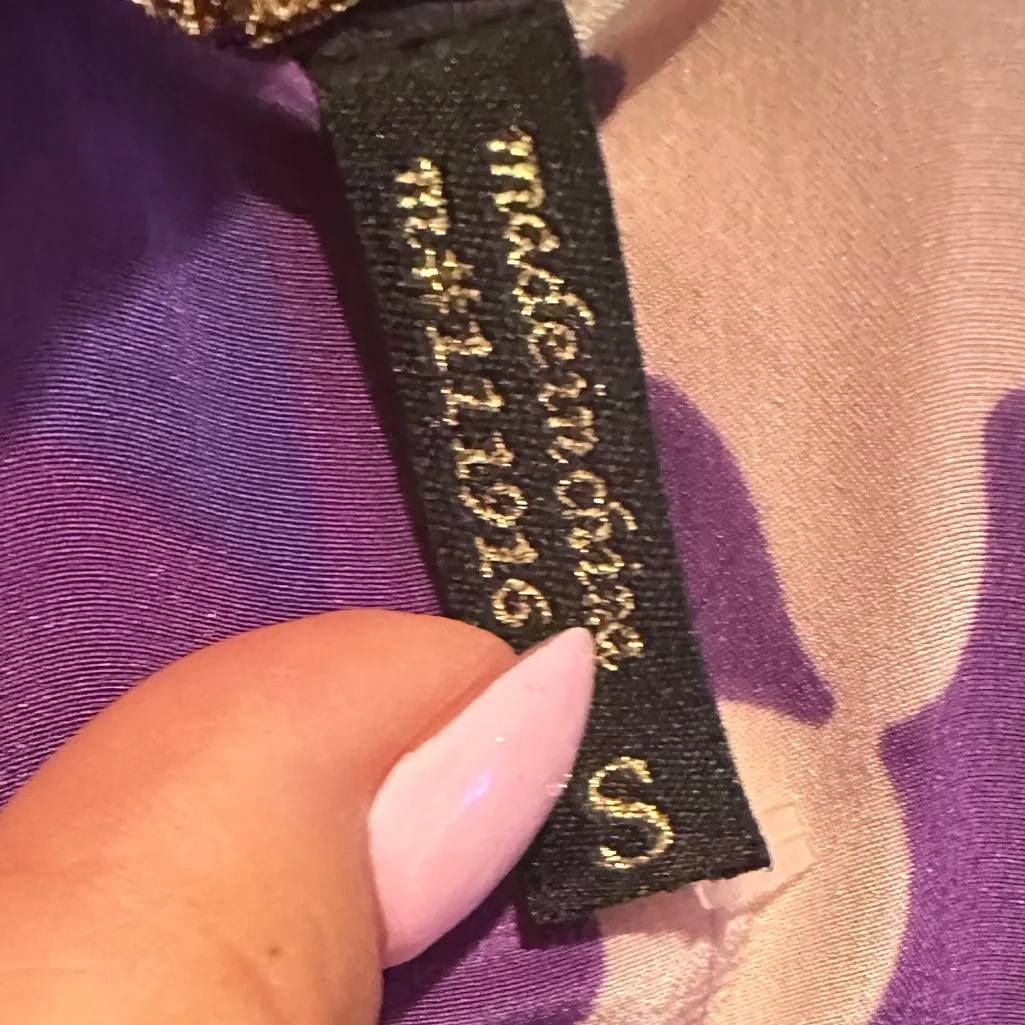 Yumi Kim Silk Revolve Purple Blue Pink Teal Floral Tab up Sleeve Blouse Top S - Image 5