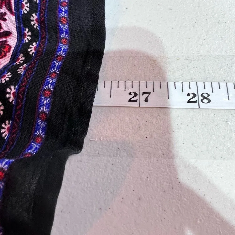 Old Navy Womens Floral Boho Tie Neck Long Sleeve Blouse‎ Deer Size Large - Image 11