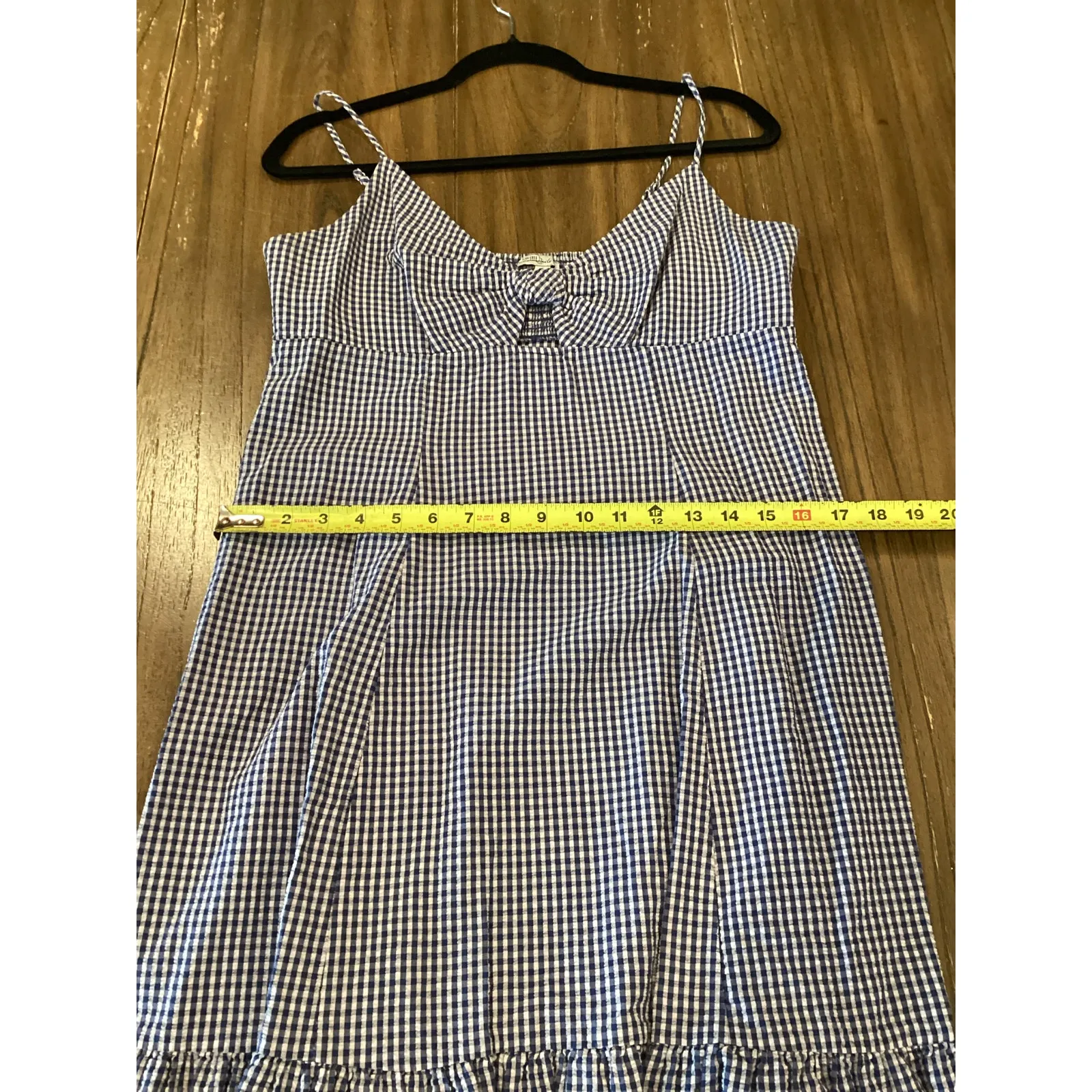 Rails Maeve Navy Lilac gingham Plaid Cut out Tiered Strappy Midi Shift Dress XL - Image 7