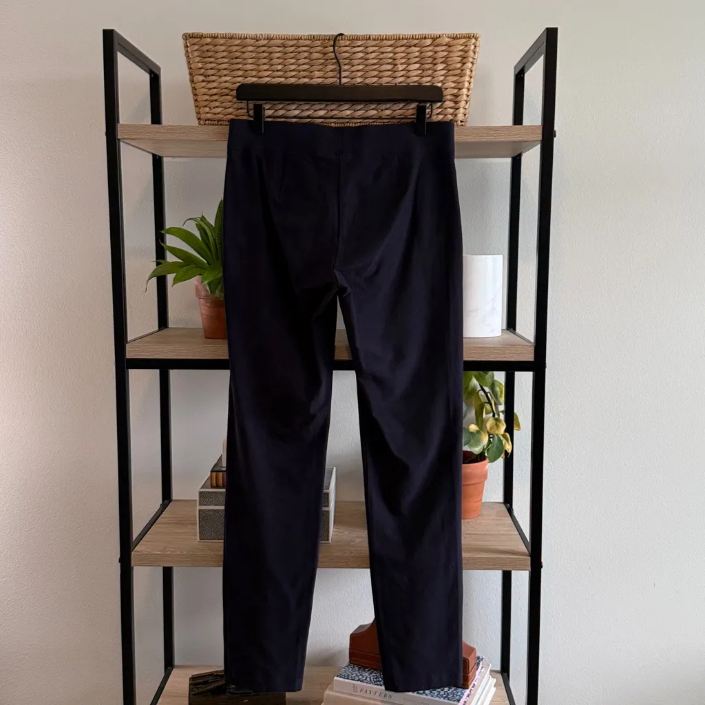 NWT Eileen Fisher Washable Stretch Crepe Mid-Rise Navy Knit Pull On Slim Pant, S - Image 7